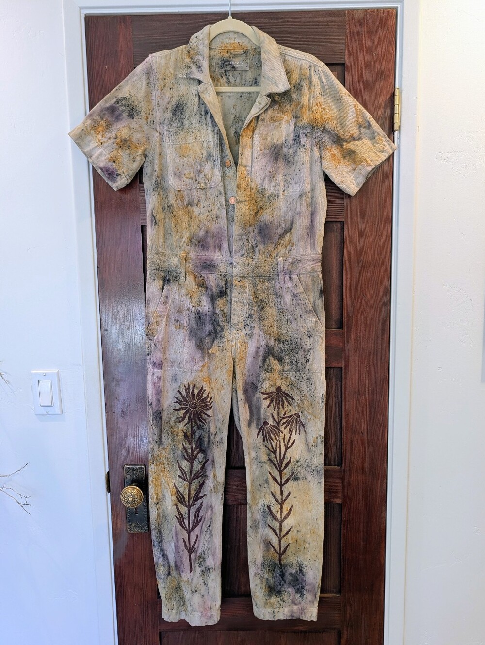 Medium 6 Botanically Dyed Sister Nettle Coveralls/Jumpsuit 100% Organic Cotton